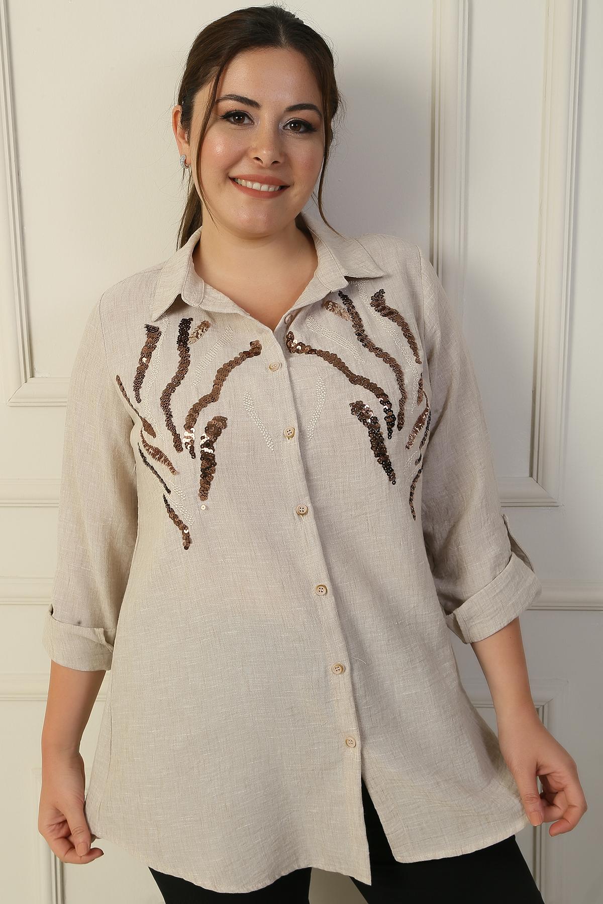 

Front Embroidered Size L Shirt XXL бежевый