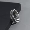 Adjustable Open Ring Men Women Sterling Geometric Vintage Style Deep Abyss Design Minimalist Unisex Jewelry