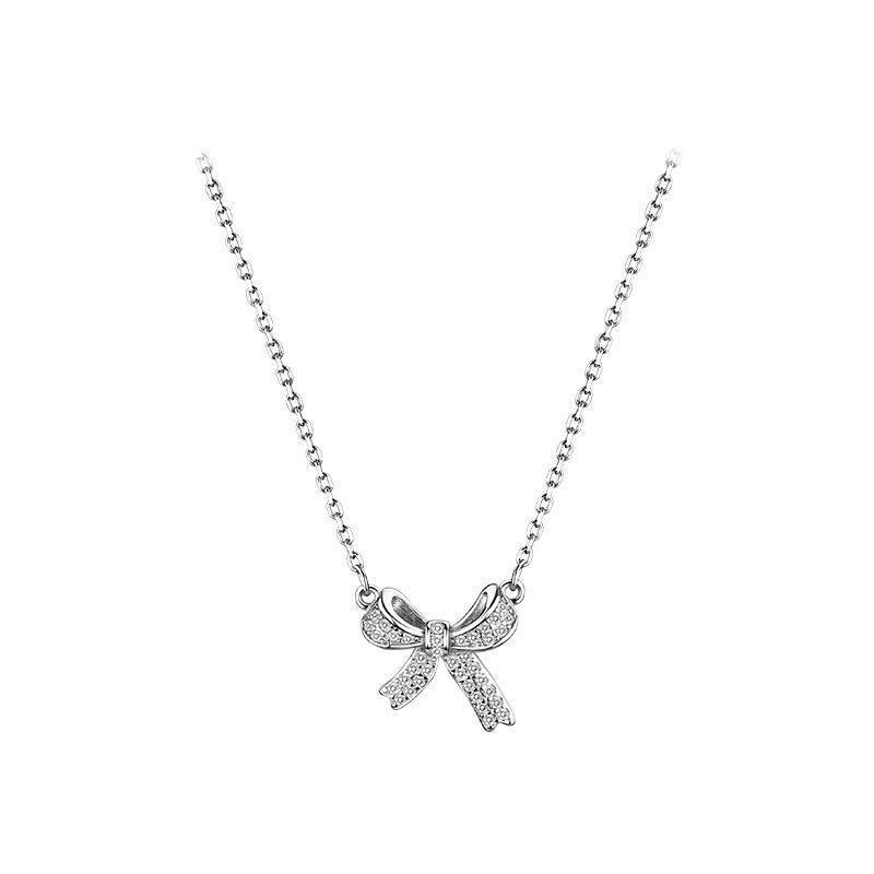 2021 Trendy Sterling Silver Bow Necklace - Light Luxury Clavicle Chain for Women