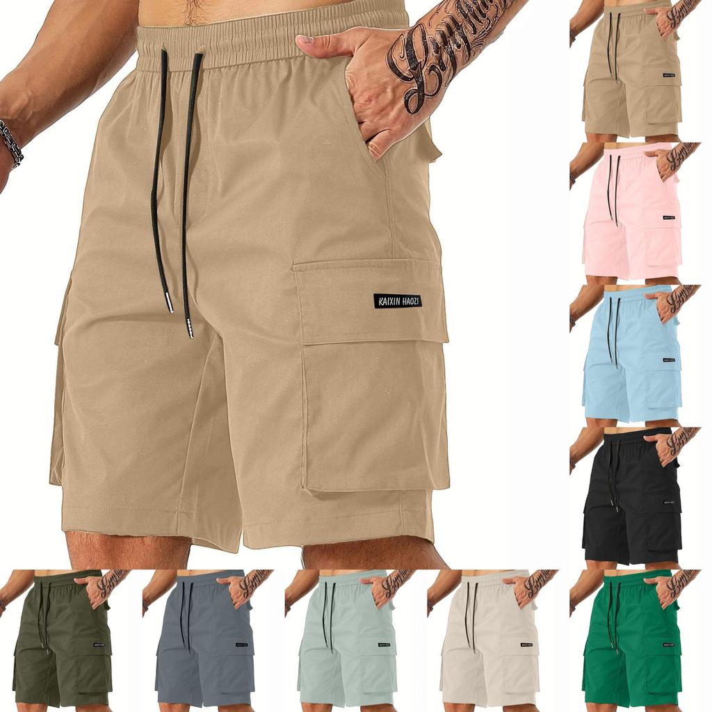Men's Casual And Fashionable Lace-up Lightweight And Breathable Sports Shorts. Men's Loose And Large-sized Multi-pocket Workwear Shorts.