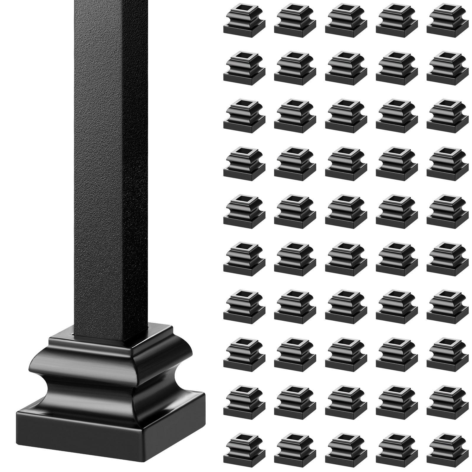 VEVOR pantofi pentru balustru din aliaj de aluminiu pantof plat pentru trepte cu găuri pentru șuruburi pentru balustri metalici de scară pătrați de 1/2 inch cu coș spiralat nod răsucit 3.5 x 3.5 x 2.6 cm