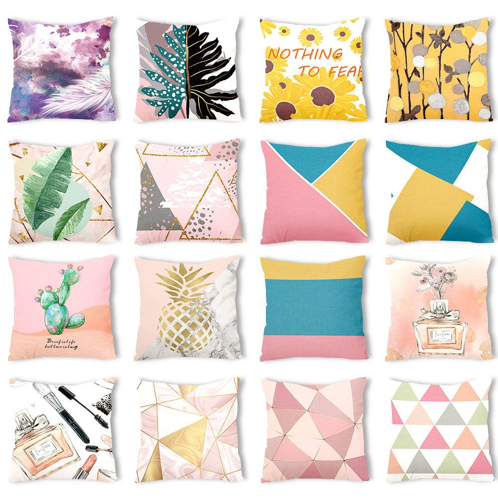 Pink Ins Fresh Plush Printed Pillow Case Creative Nordic Sofa Pillow Design Waist
