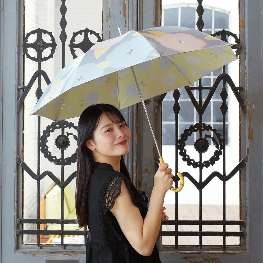 Nifty Colors Long 2493GY Umbrella, Light-Shielding, Two-Side Peony,