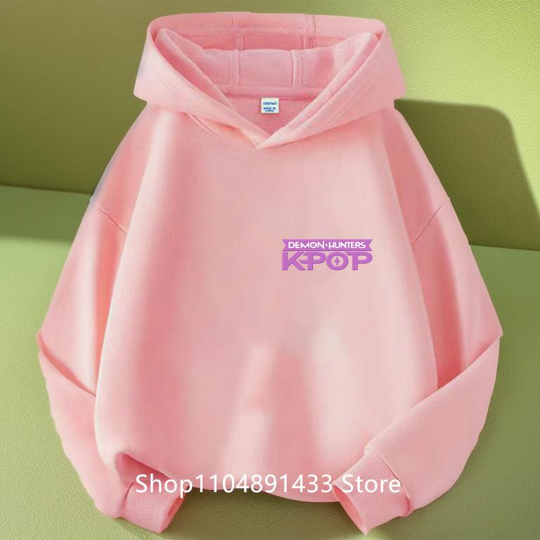 Kpop Dämonenjäger Kinder Logo Merch Hoodies Mädchen Jungen Sportliches Sweatshirt Langarm Lässiger Pullover ohne Kordelzug Hoodie