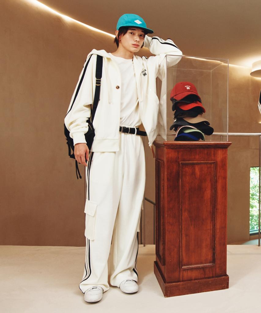 Seteo Roton Cargo Track Pants Cream Black