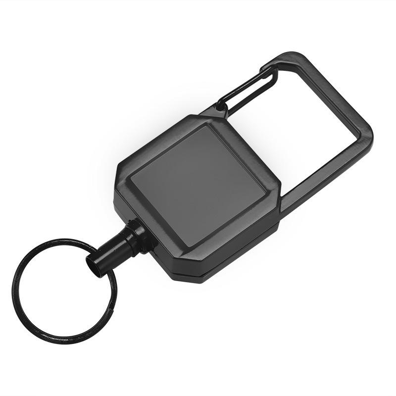 In Stock Zinc Alloy Retractable Keychain with Laser Logo and Drip Glue Design for Outdoor Mountaineering. чёрный