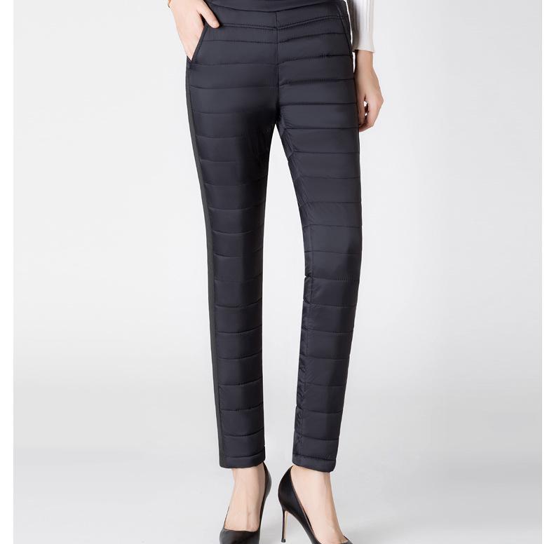 

Женские зимние пуховые брюки с высокой талией и эффектом похудения - Теплый хлопок, Защита от холода, Эластичная посадка для мам среднего и пожилого возраста XL for 95-110 lbs чёрный