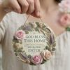 Warm Atmosphere Wall Plaque Wooden Rose Door Hanger Sign, Front Floral Hanging Plaque, Decorative Rustic Farmhouse Home Decoration Ornament with Rope