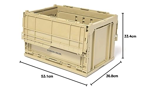 GORDON MILLER 50L Folding Container Rack with Side Doors for Cars, Foldable Garage Cargo Rack, Storage Box, Coyote Beige, 1591460