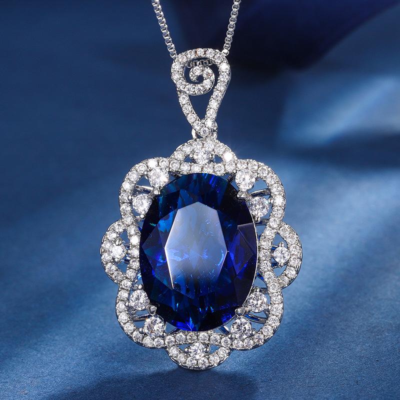 Jewelry Copper Bottom Gold-Plated Simulation Color Treasure Temperament Luxury Large Denier-Shaped Set Main Stone 15 * 20