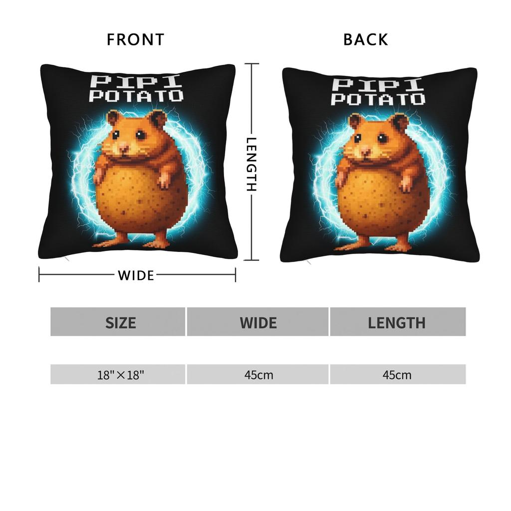 Pipi Potato Italian Brainrot Meme Pillowcases Retro Trendy Pillow Case For Living Room Bed Chair Square Pillow Cover