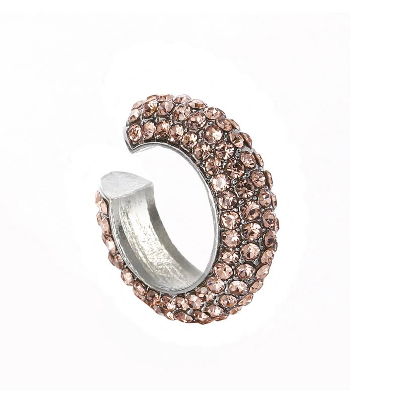 Fashion C Shape Round Cartilage Clip Earrings For Women Fake No Pierced Earrings Crystal Rhinestone Geometric Jewelry Gold