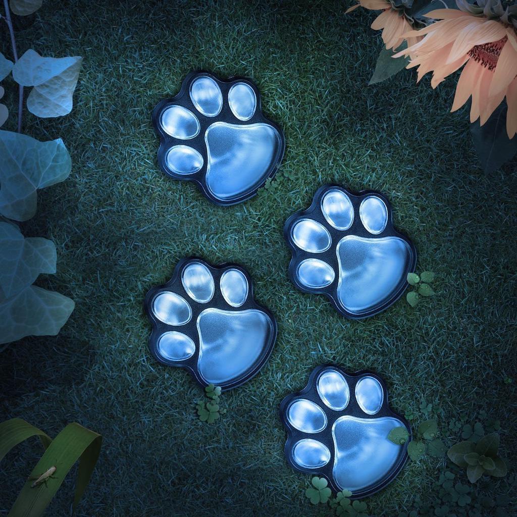 Paw Print Solar Garden Lights - 8 Pack Outdoor Pet-Themed Pathway Decor