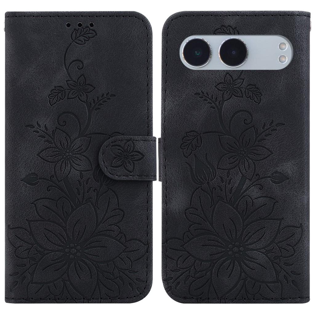 For OnePlus Nord 4 Case Lily Flower Imprint Leather Phone Cover with Stand