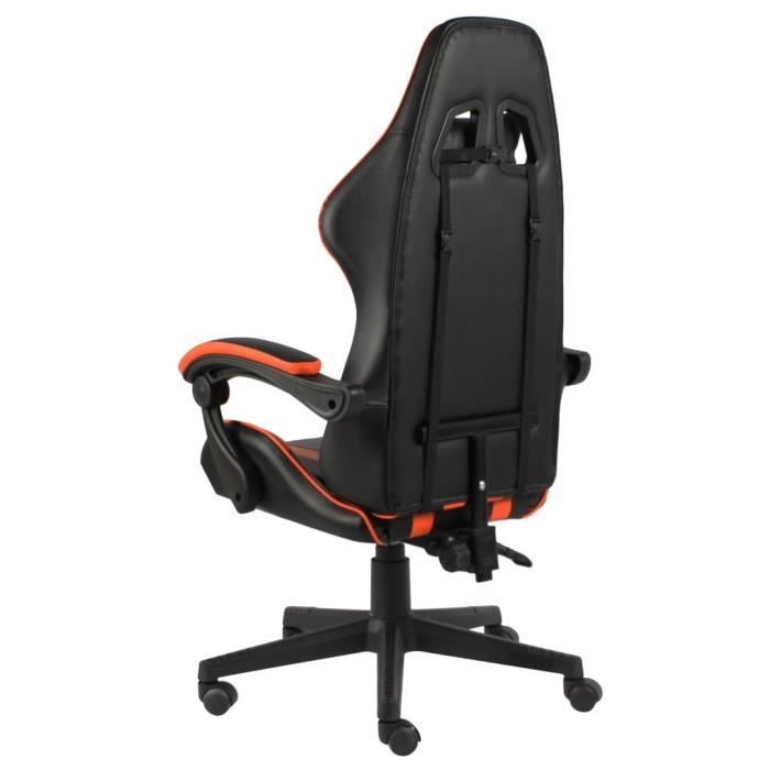 Fauteuil de jeux vidéo - VIDAXL - Noir et orange - Similicuir - Hauteur réglable - Accoudoirs inclus