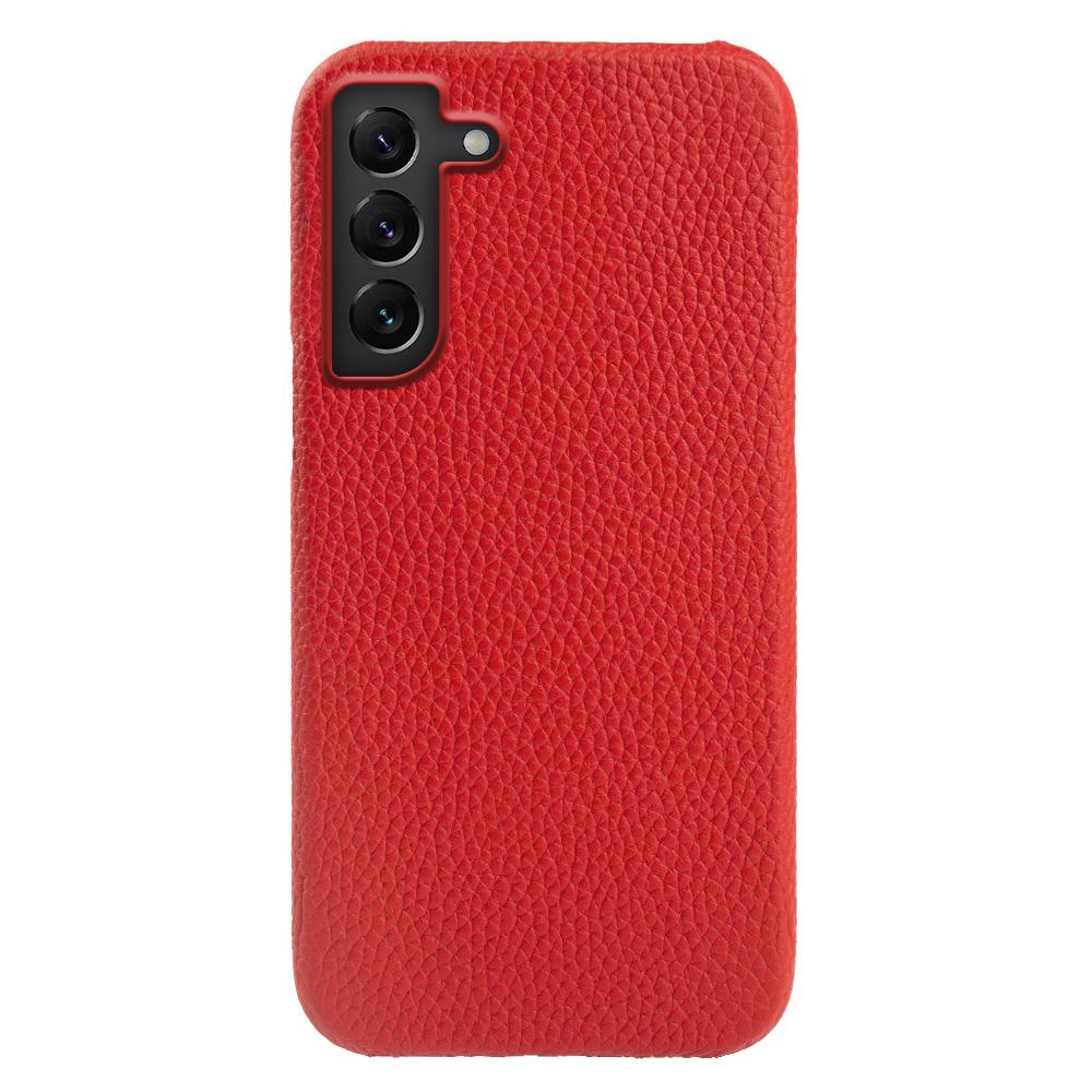 For Samsung Galaxy S22 5G Litchi Texture Magnetic Phone Case Anti-scratch Genuine Cow Leather+PC Cover