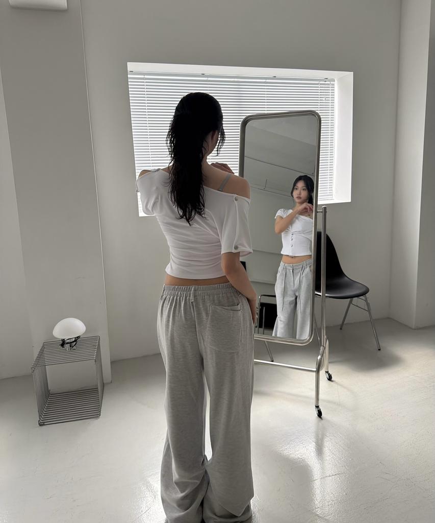 ZIZEMUSEUM Utility Pocket Wide Sweat Pants (Melange Gray)
