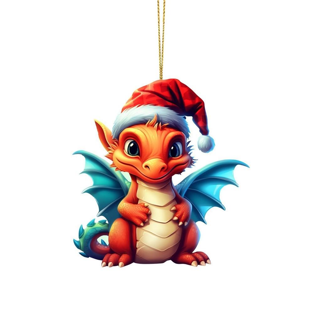 Charming Cartoon Christmas Dragon Car Decor Bright Festive Hanging Ornament Homes For