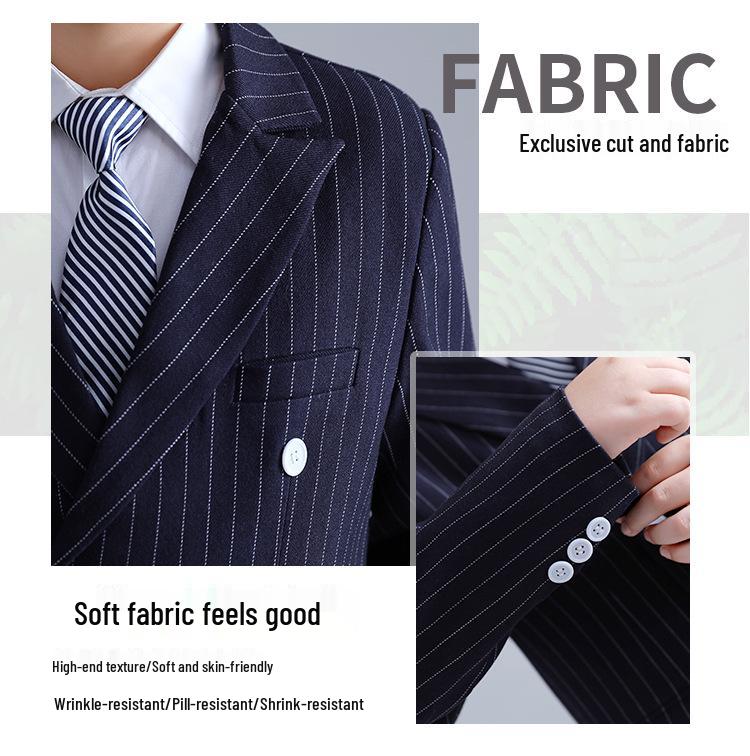 Plus Size Boys' Striped Formal Suit for Kids - Autumn & Winter Collection