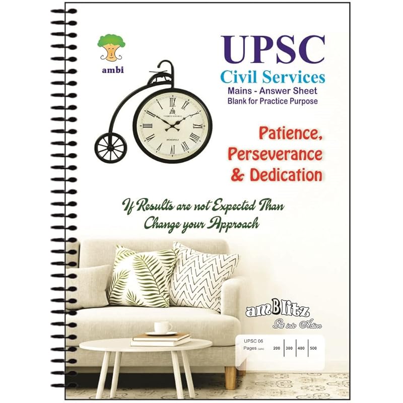 Folha de Resposta em Branco para Prática do UPSC Mains Amblitz (A4, 400 Páginas, Pacote com 2)