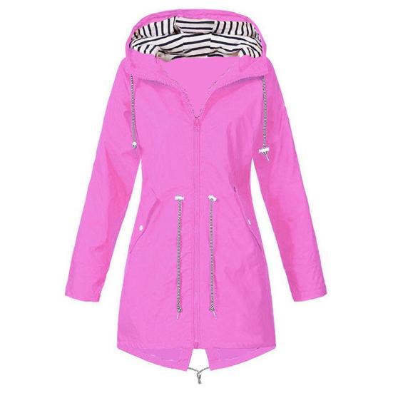 

Fashion Women Winter Solid Color Drawstring Hooded Zipper Jacket Outdoor Coat 5XL