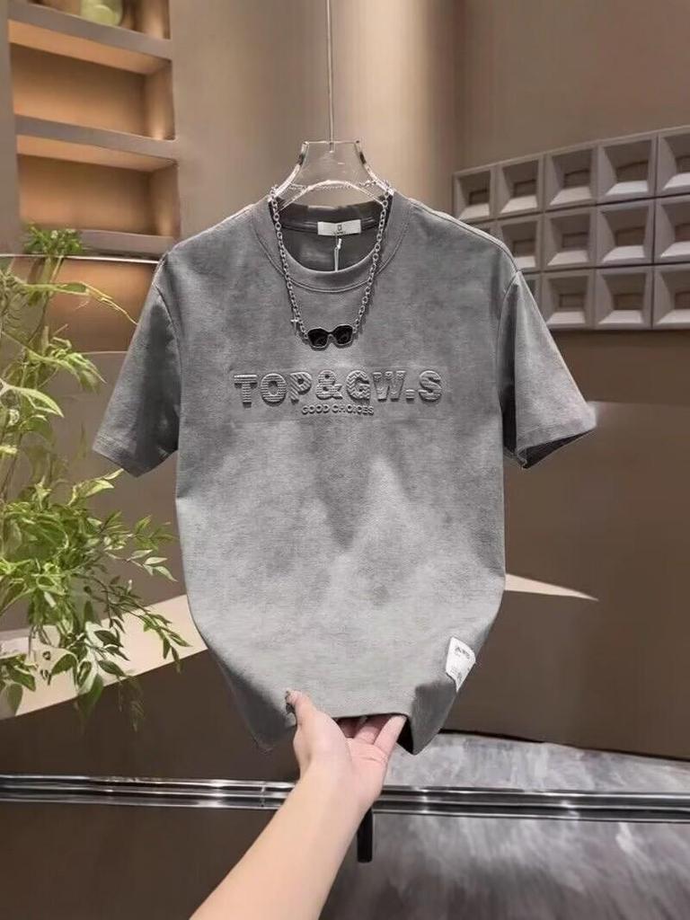 2025 Trendiges lockeres Herren-Kurzarm-T-Shirt mit Buchstabenprint, Rundhalsausschnitt, Sommerlich lässiges vielseitiges Oberteil