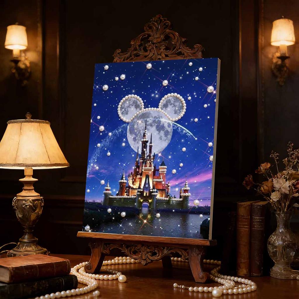 Disney Mickey and Minnie Castle DIY Painting Set Gift Home Decoration Artificial Gemstone Painting Picture Art