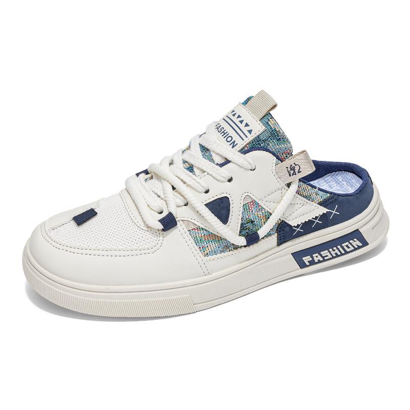 Summer Half Shoes For Men Semi-Drag Casual Board Shoes Men's Loafers Slippers Mules Sandals Slip-On Flats Backless Driving Shoes