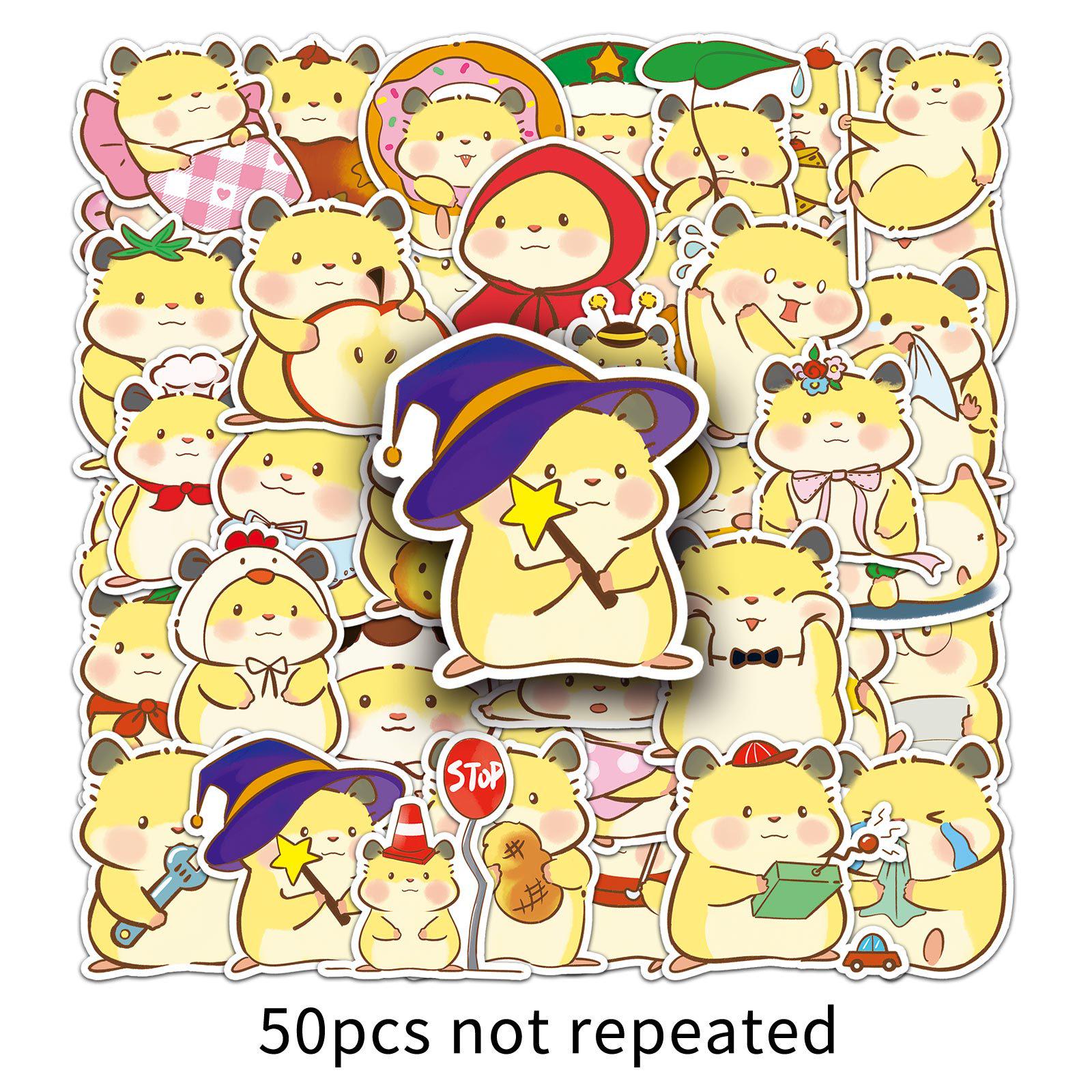 50 Cute Golden Hamster Hand-drawn Stickers for Decoration