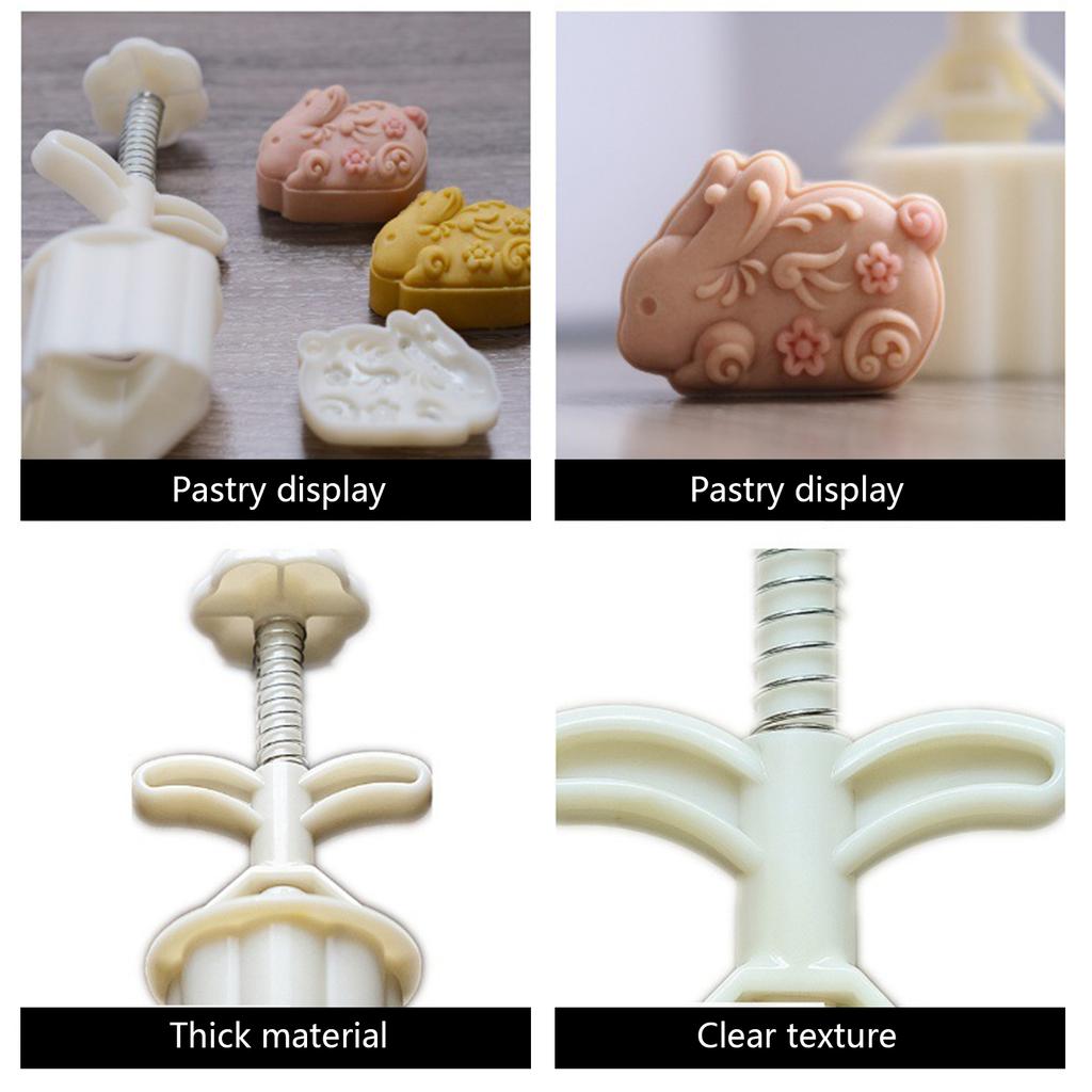 Rabbit Mooncake Mold Traditional MidAutumn Festival Mooncake Mold Beautiful Rabbit Flower Cutter Mold Fondant Mold DIY
