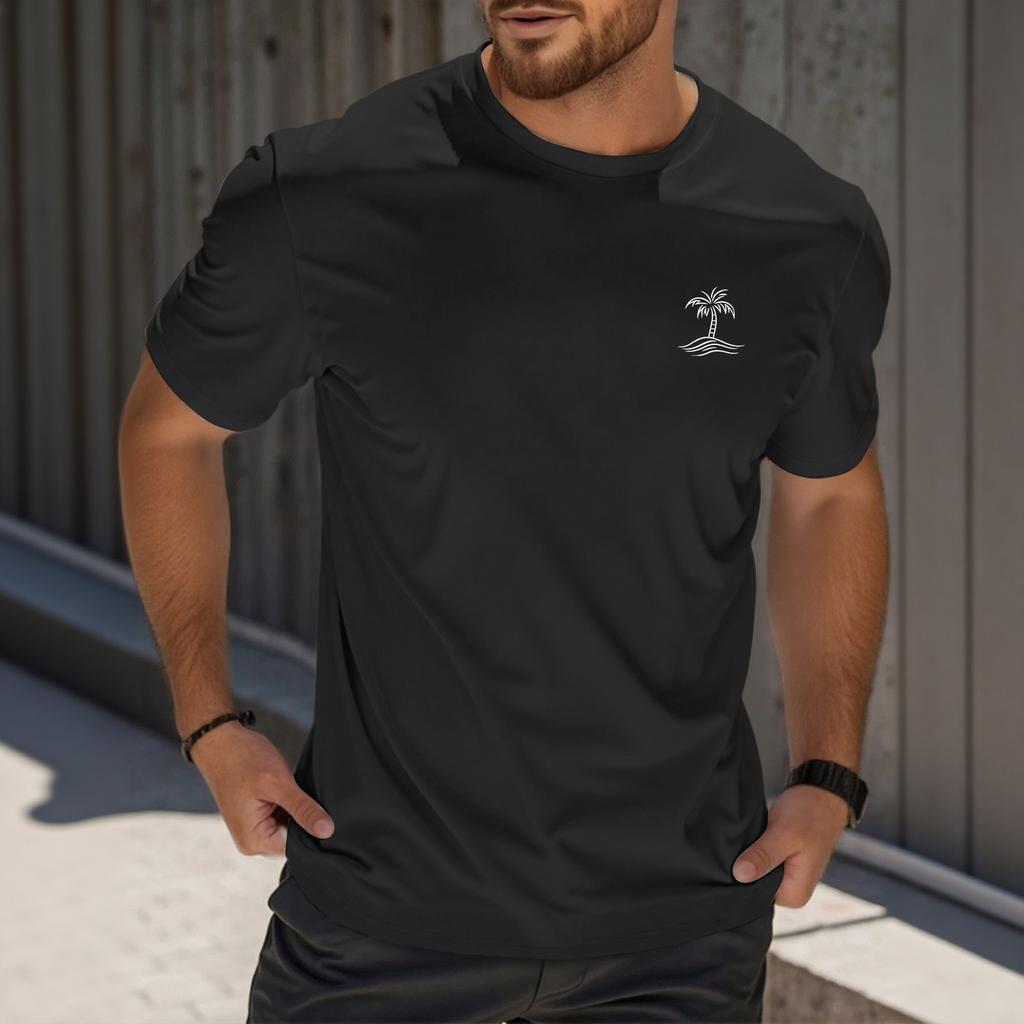 Men's Fashion Printed Round Neck Straight Shoulder Short Sleeve T-Shirt Top