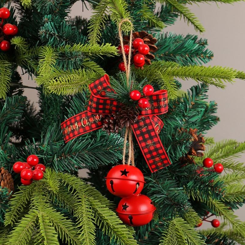 Holiday Bowknot Iron Craft Bells Delicate Iron Crafted Bells with Bowknot for Christmas Tree and Window Decoration