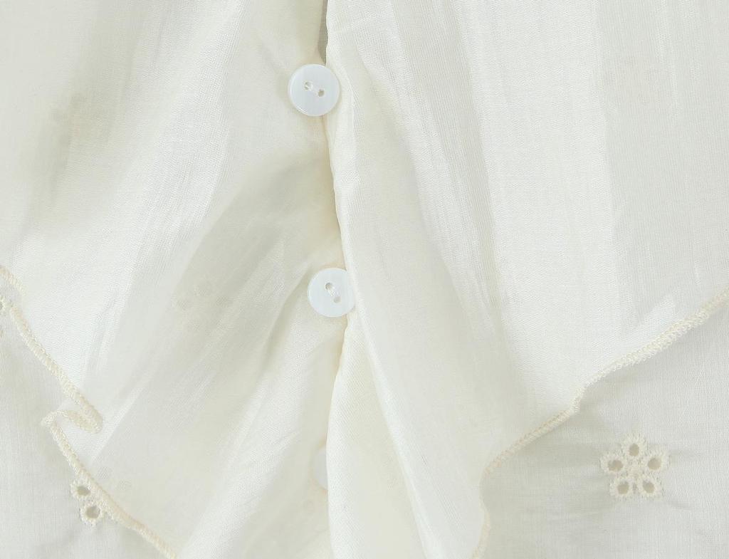 Retro-Chic-Top mit V-Ausschnitt, Stickerei und Lochmuster