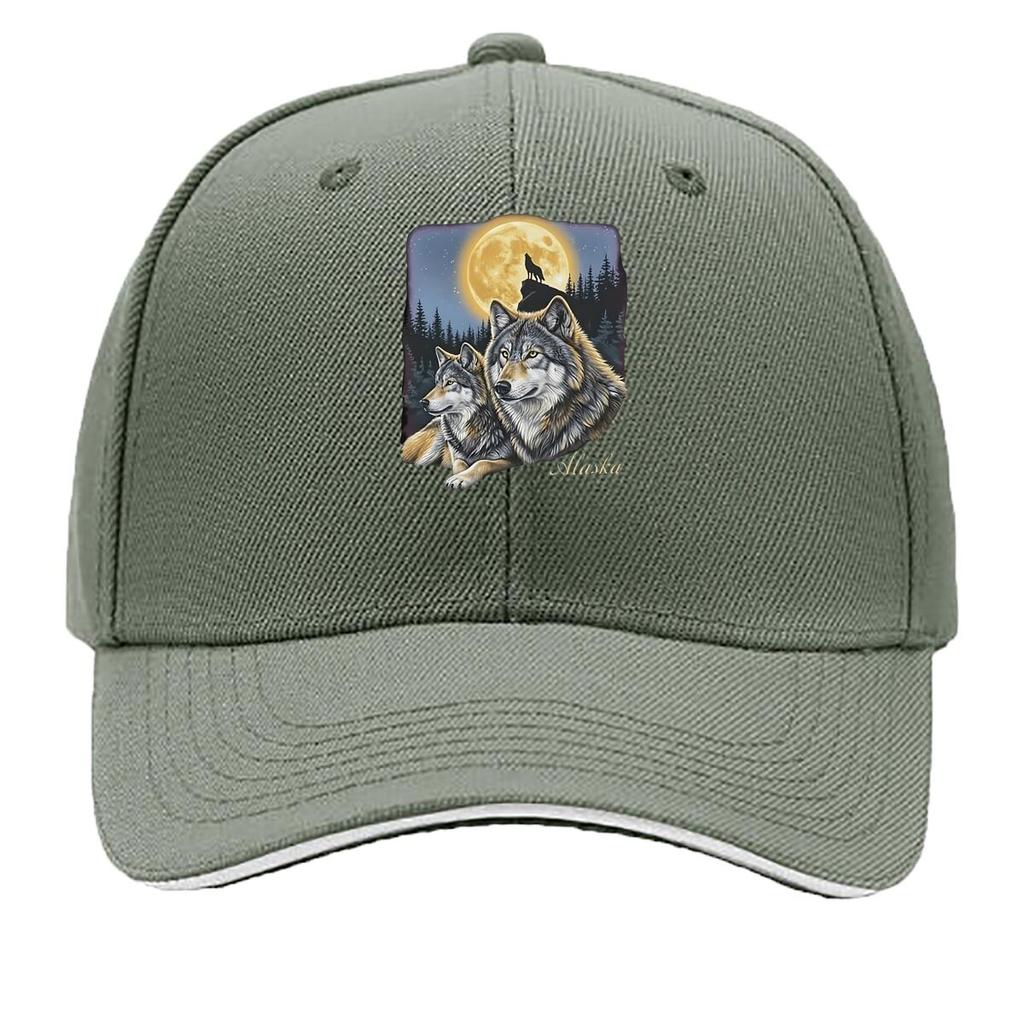Alaska Wolf Moonlight Sandwich Baseball Cap