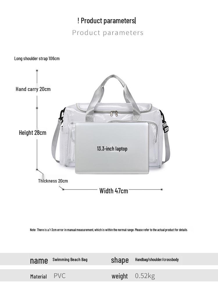 Clear Waterproof Beach Bag: Large Capacity, Lightweight, Versatile Travel & Sports Tote
