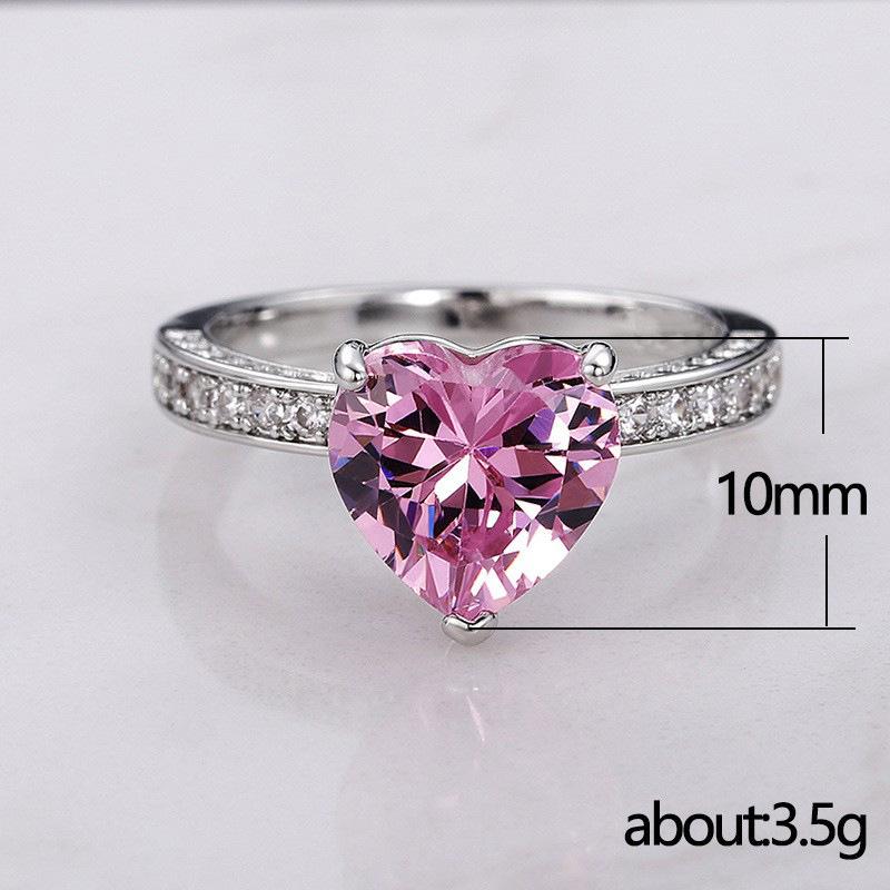 Wedding Ring, Set With Aaa Heart Pink Diamond Zircon Ring, Women'S Engagement Jewelry.