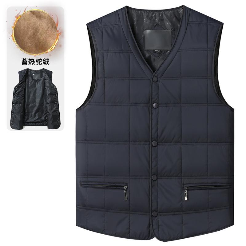 Men s Winter Vest Outside Dad s Warm Camel Down Vest Grandpa s Winter Liner Vest 170 синий