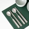 Kamomekitchen [2+2] Domestically Produced Premium Kamome Kitchen Ridge Stainless Steel Spoon, Chopsticks, and Spoon Set
