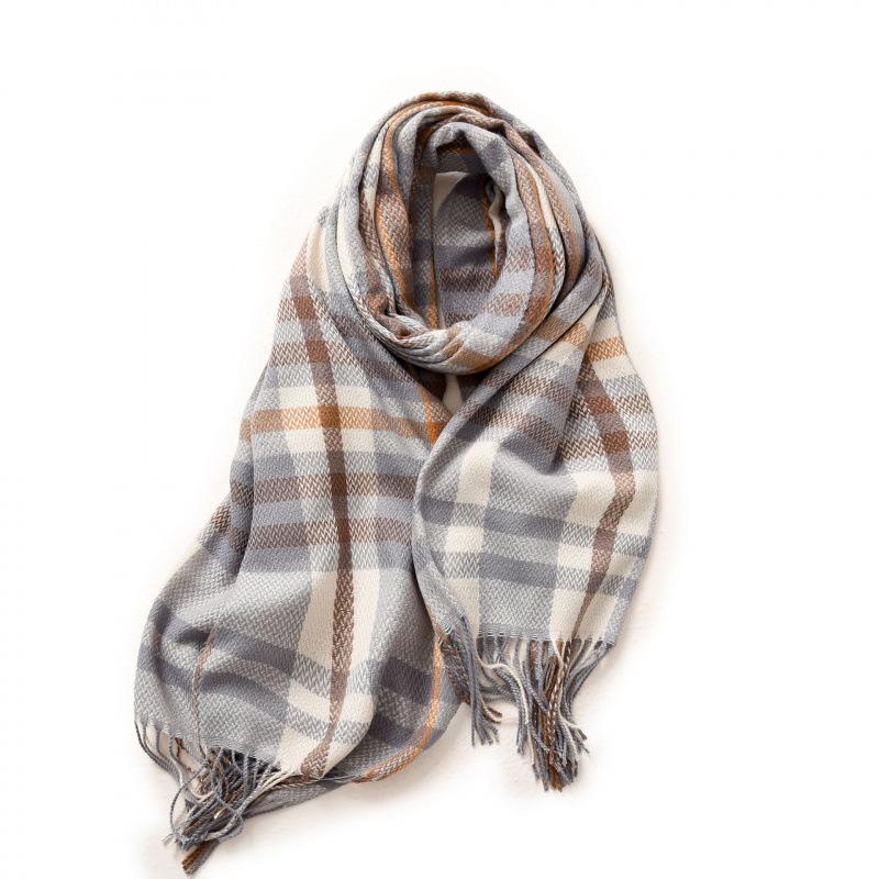 New Thickened Scarf Korean Sweet and Warm Versatile Imitation Cashmere Scarf Plaid Shawl Scarf Women