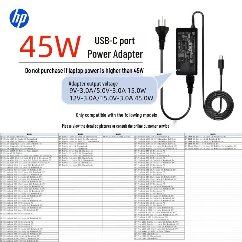 HP 45W USB-C Power Adapter
