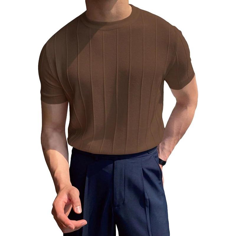 Men's Stripe and Solid Paneled Shirt