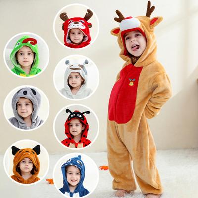 Children's Animal Onesie Pajamas Flannel Sleepwear Winter Warm Homewear Jumpsuit One-Piece Hooded Fleece Rompers Long Sleeve Outfits for Girls Boys