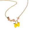 Real Gold Electroplated Diamond-Encrusted Lemon Necklace Light Luxury Fashion Niche Personality Small Fresh Drop Glaze Flower Jewelry Women