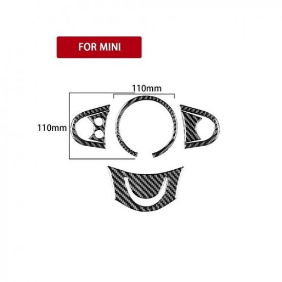 6Pcs Carbon Fiber Interior Steering Wheel Kit Cover Trim For Mini Cooper 2007-10