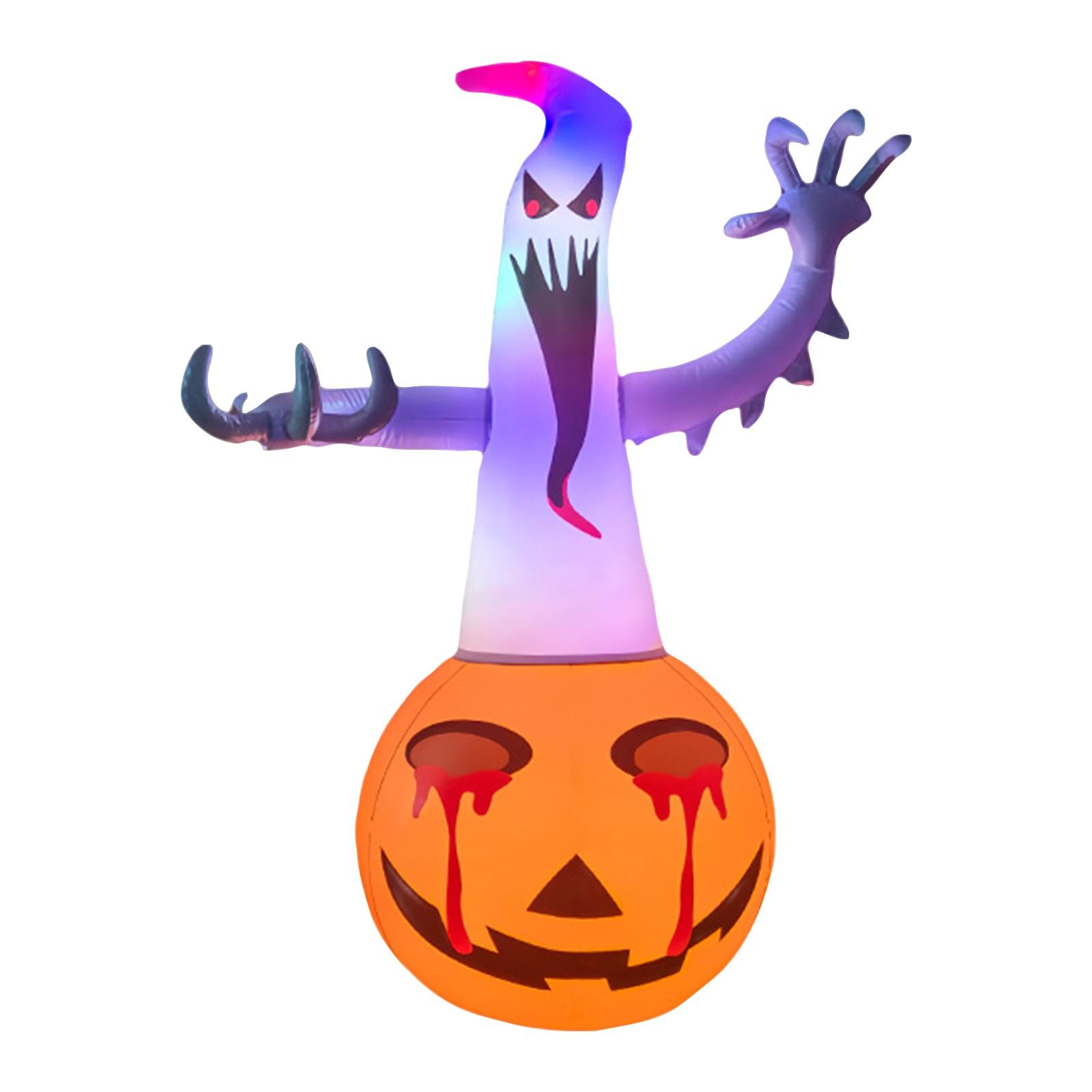 

Хэллоуин Игрушка Садовая Вечеринка Ужас Украшение Тыква ПВХ Светящиеся Украшения Светодиодная Подсветка Надувная Модель One Size белый