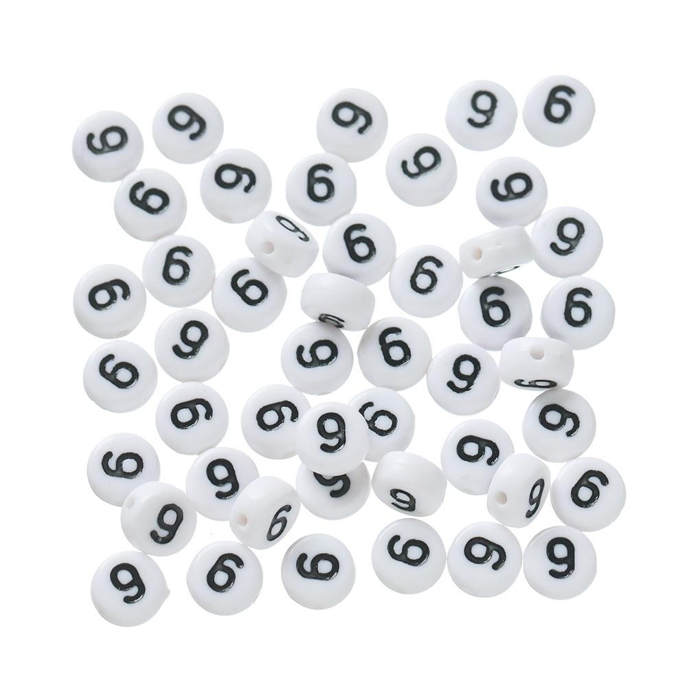 100pcs/Lot 7mm Flat Round Number Beads Acrylic Spacer Loose Bead for DIY Necklace Braclet Earrings Jewelry Making Accessories