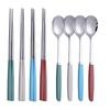 8Pcs Korean Dishware Collection Premium Silverware Collection 304 Stainless-steel Meal Collection Colors Spoon Dinnerware Spoon Chopsticks Silverware