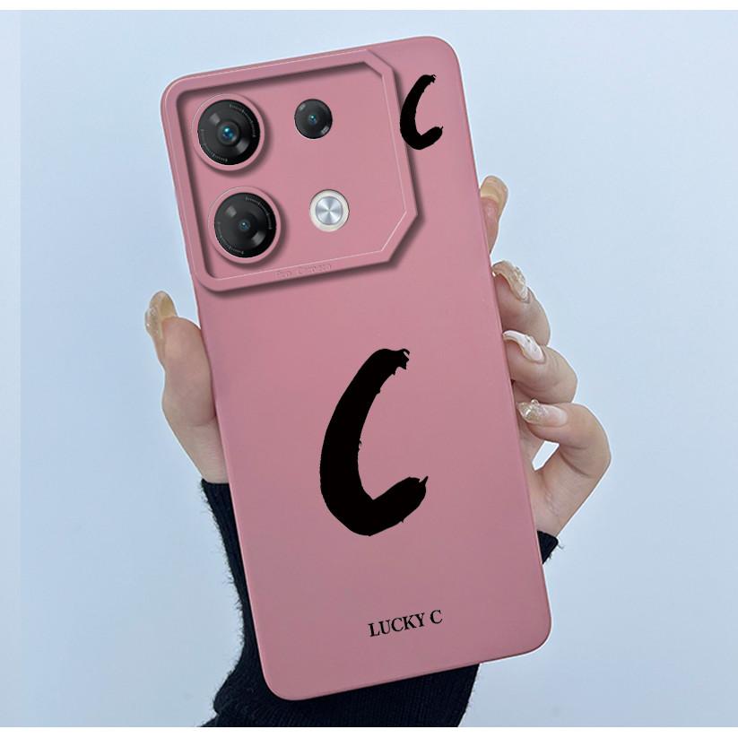 For Infinix GT 10 Pro X6739 Phone Case Lucky Initial Letter Matte Soft Silicone Shell For InfinixGT 10Pro GT10 Pro Cover Casing