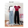Women Vintage High Waist Slim Straight Leg Casual Pants