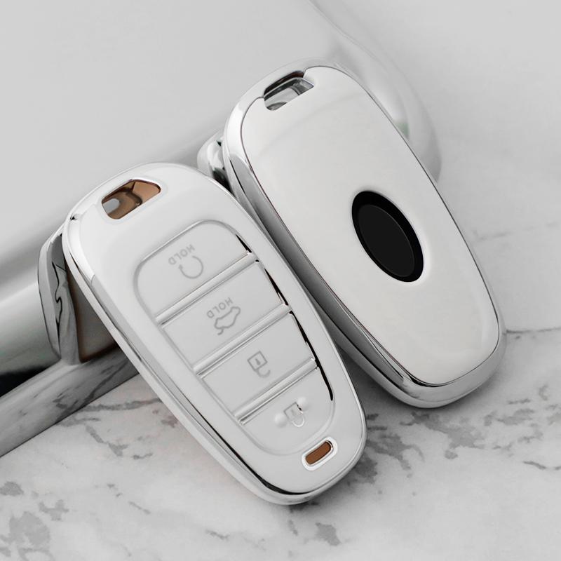 TPU 4 5 6 7 8 Buttons Car Key Case Cover For Hyundai Santa Fe Tucson 2022 NEXO NX4 Ioniq 5 Atos Prime Solaris 2021 Accessories